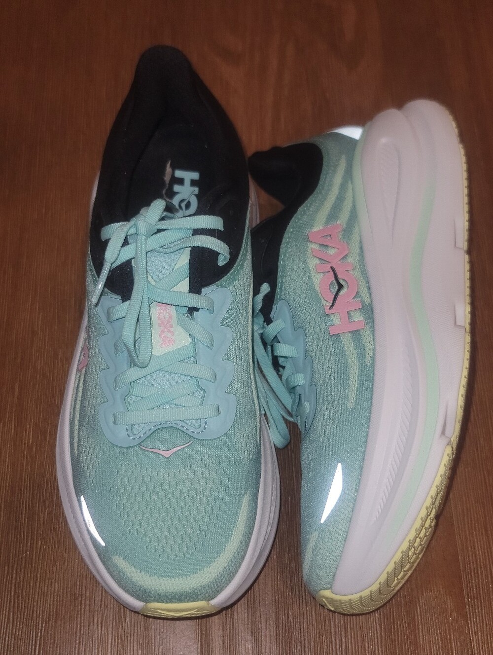 Hoka Women's Mint Blue and Black Running Shoes with Pink Logo 9.5B - Picture 2 of 10